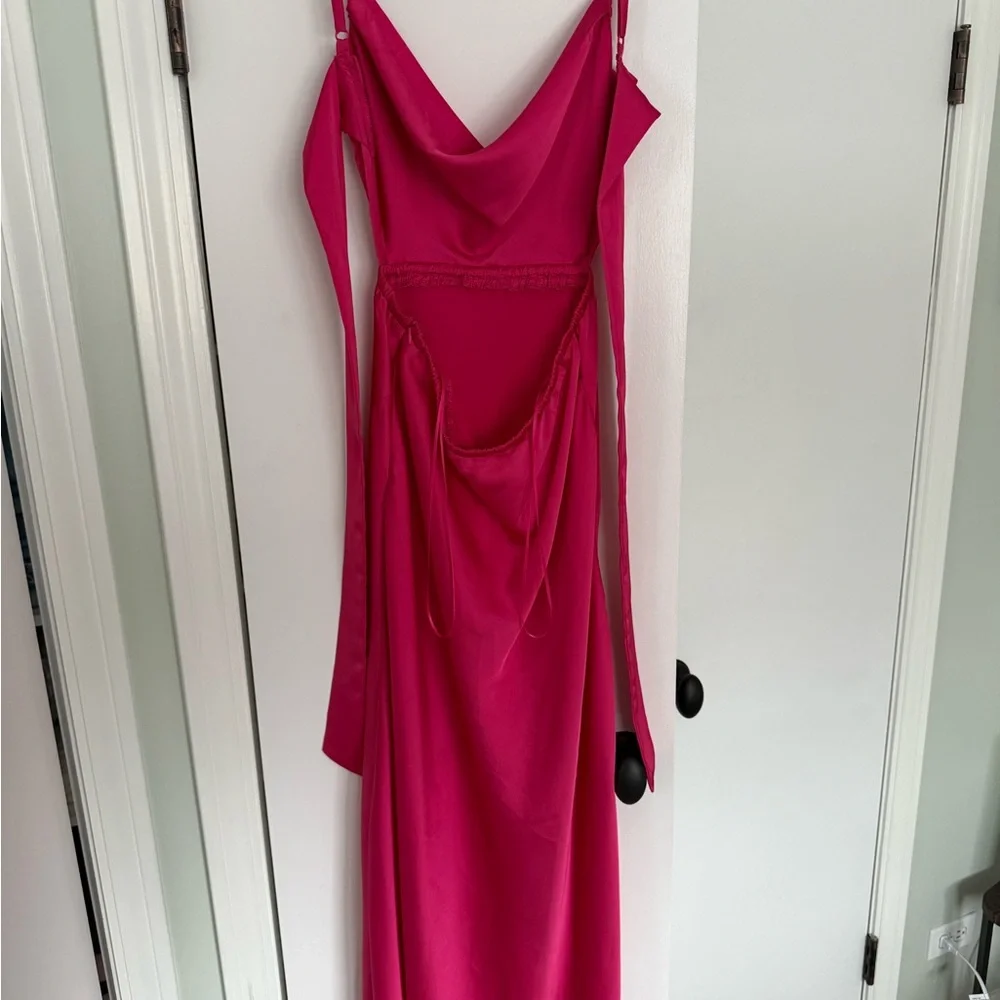 Petal & Pup Hot Pink Satin Maxi Slip Dress - Picture 5 of 6